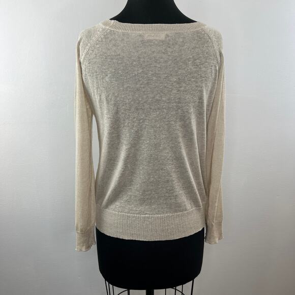 Christopher Fischer Beige Long Sleeve Wide Neck Pullover Casual Sweater Size XS - Picture 5 of 7